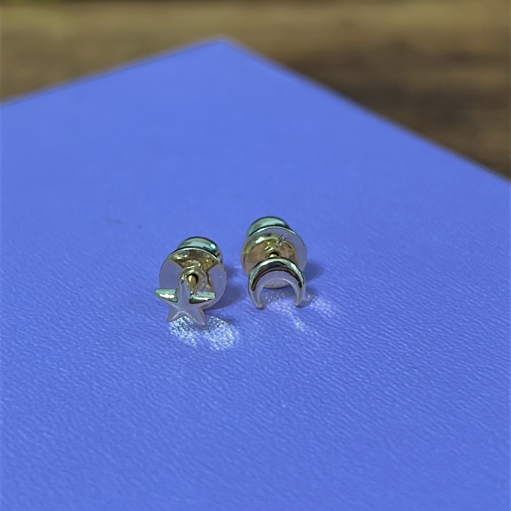 NEW Moon and Star stud earrings- Gold